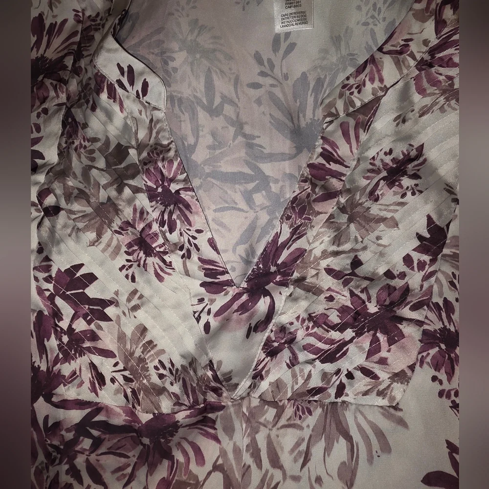 Avon V Cut Pleated Roll Tab Tunic Top 3x Boho, Floral,Coastal,Spring, Summer - Picture 4 of 11